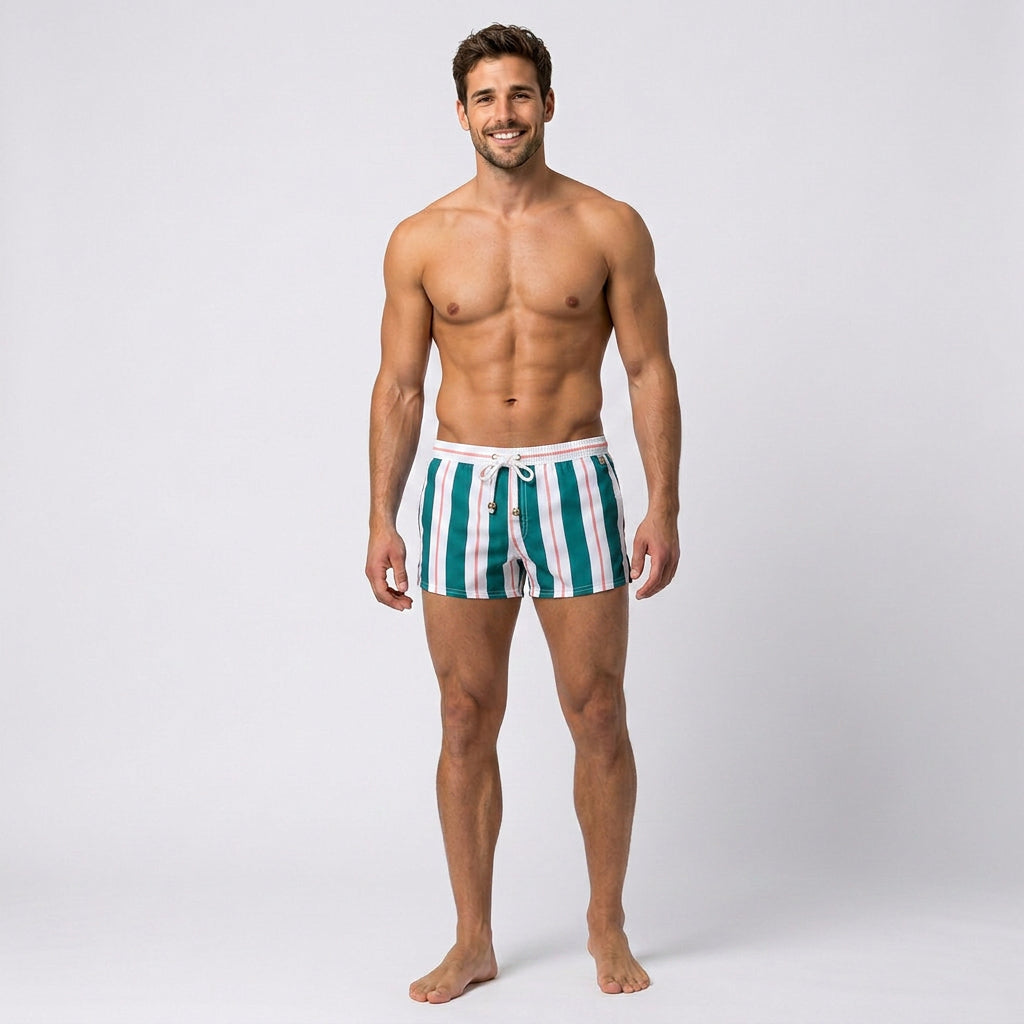 Men Striped Swim Shorts