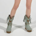 Women’s Fringe Ankle Boots – Western Style Pull On Boots