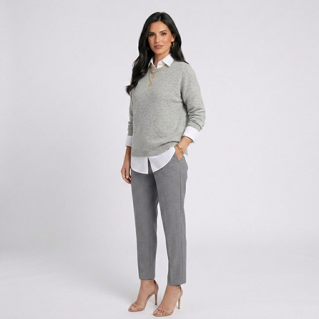 Women’s Oversized Knit Sweater – Crew Neck Long Sleeve Casual Pullover