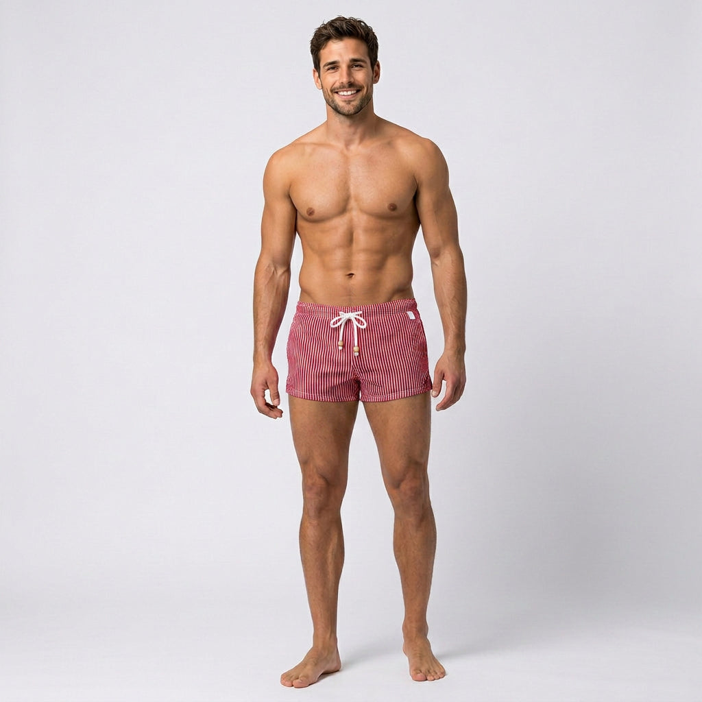 Men Striped Swim Shorts