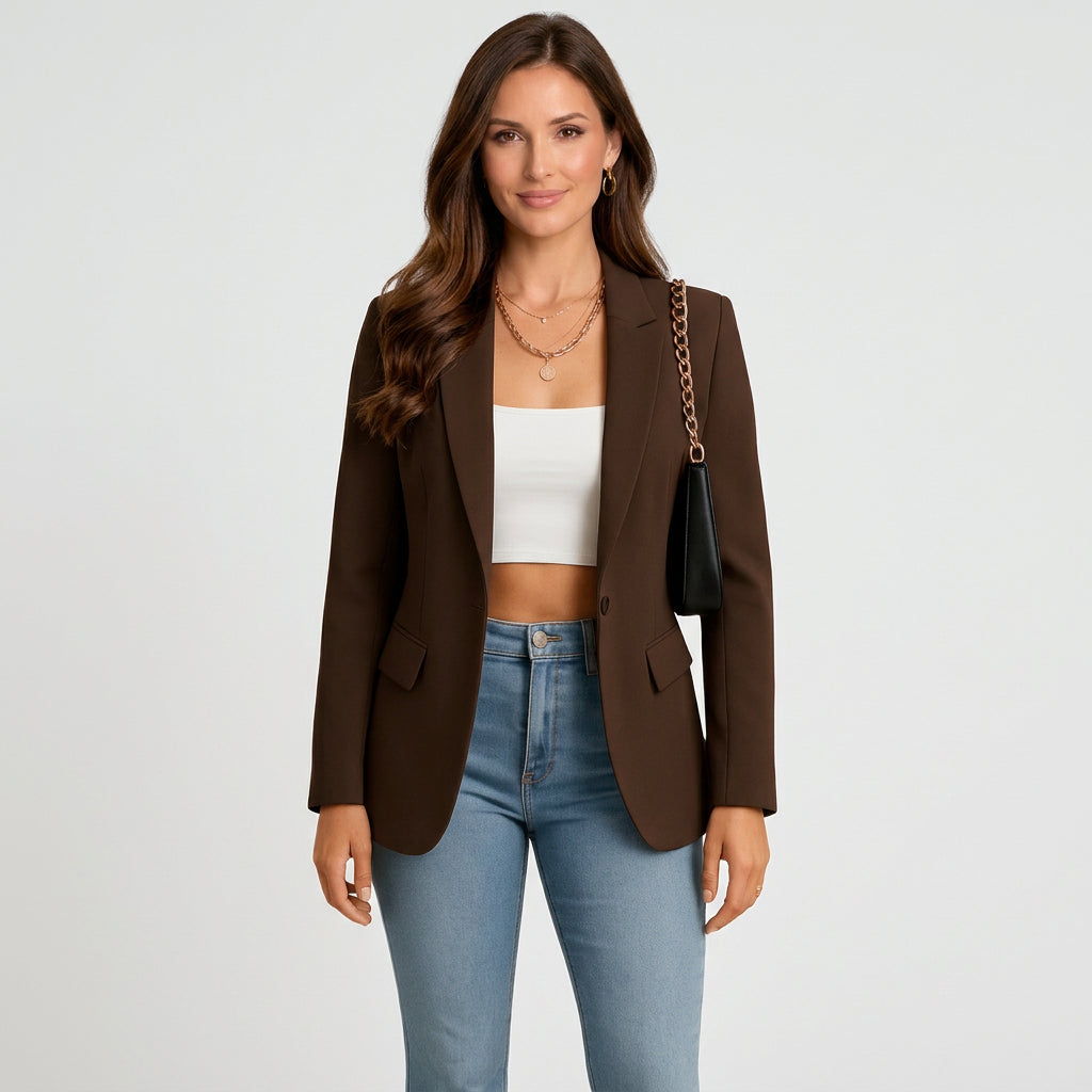 Women’s Single Button Blazer – Tailored Blazer Jacket