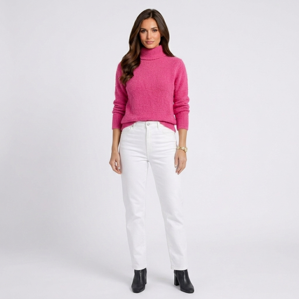 Women’s Mock Neck Knit Sweater – Long Sleeve Ribbed Cuff Pullover