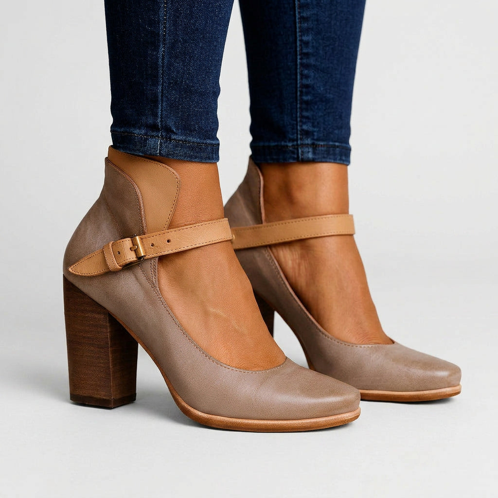 Block Heel Strap Pumps Women