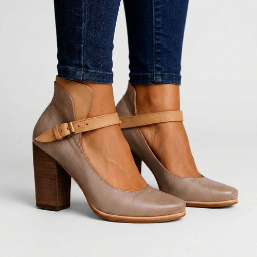 Block Heel Strap Pumps Women