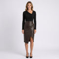Textured Wrap Midi Skirt Women