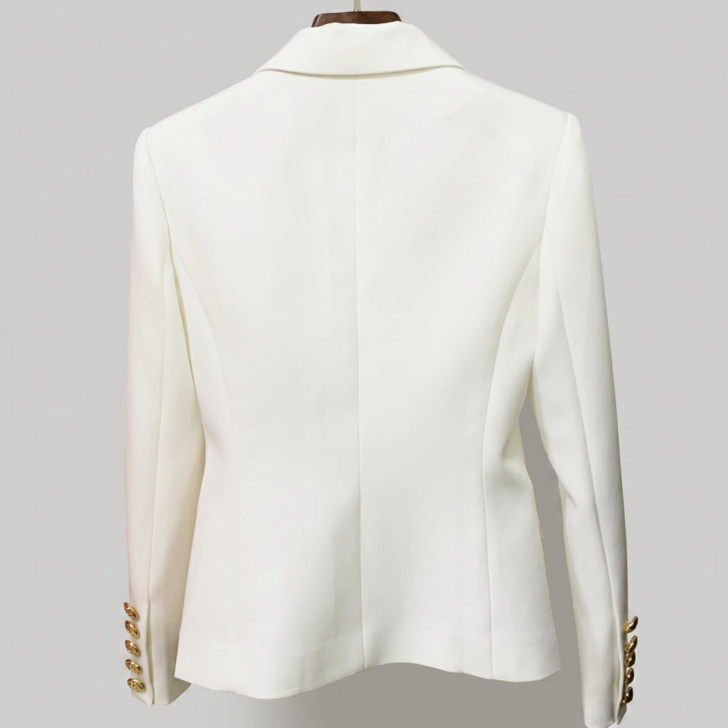 Women’s Double Breasted Blazer Gold Button Detail – Tailored Smart Jacket