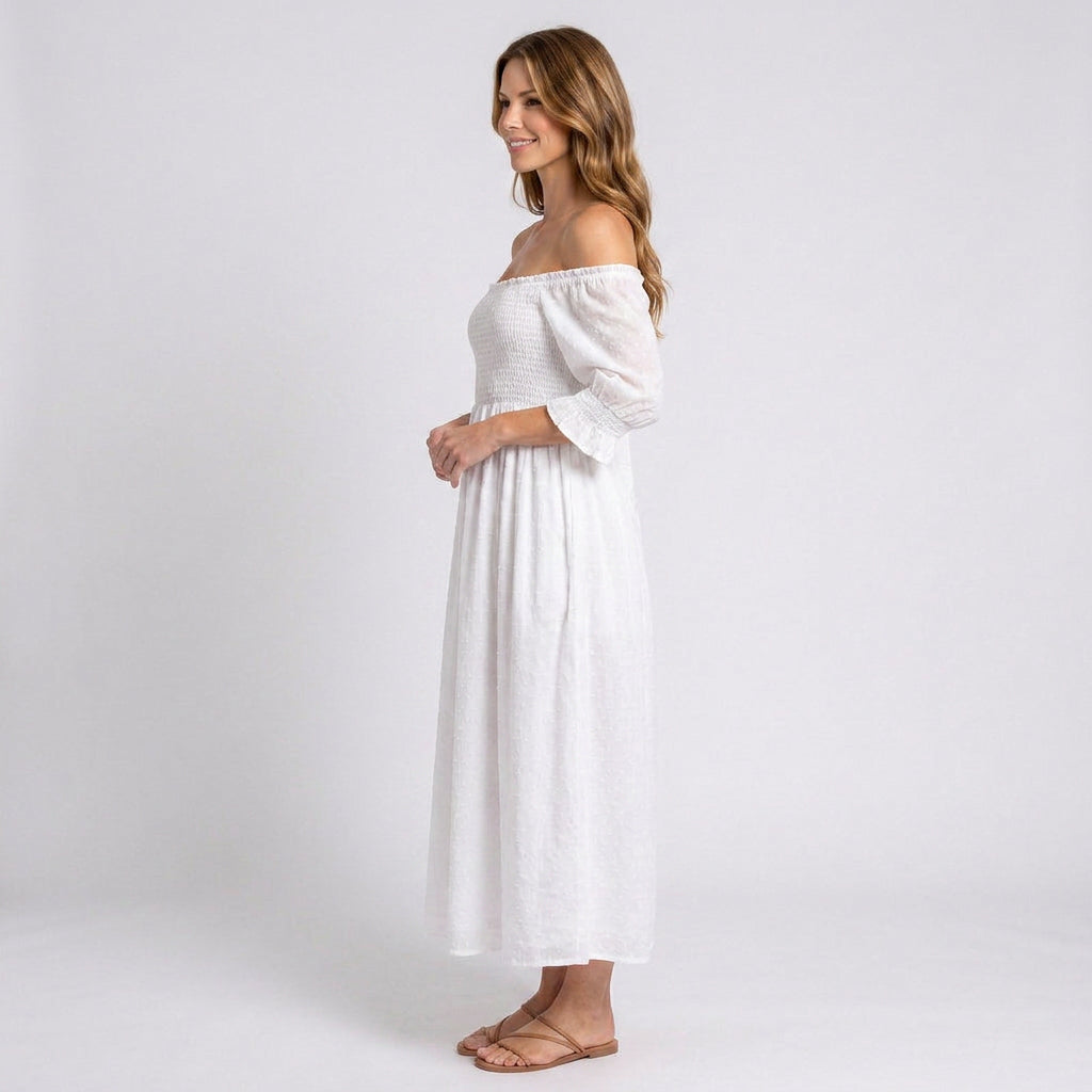 Women Smocked Midi Dress
