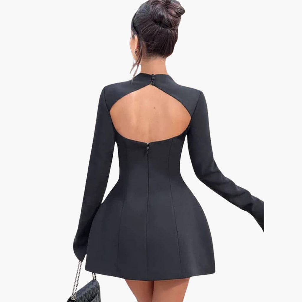 High Neck Fit And Flare Mini Dress Women