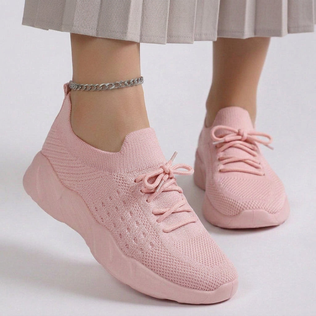 Knit Lace Up Walking Sneakers Women