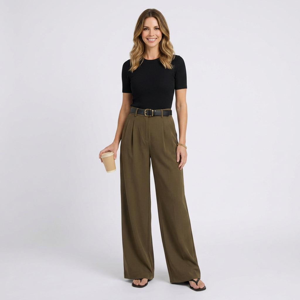 Women’s Wide Leg Trousers High Waist – Tailored Full Length Pants