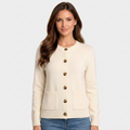 Women’s Button Front Knit Cardigan – Button Front Crew Neck Cardigan
