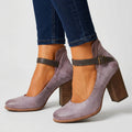Block Heel Strap Pumps Women