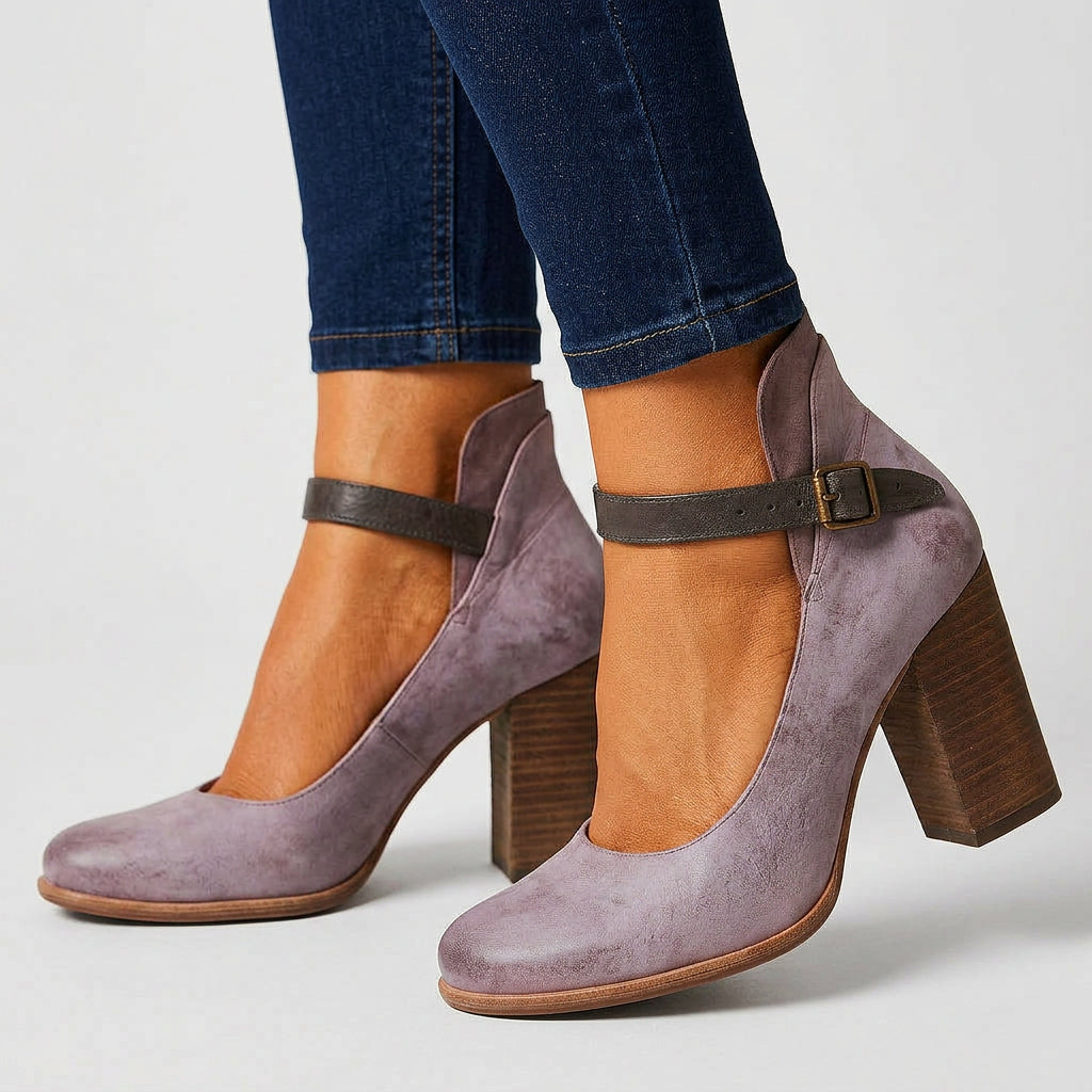 Block Heel Strap Pumps Women