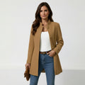 Women’s Stand Collar Coat – Button Front Mid Length Coat