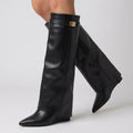 Women’s Mid Calf Boots – Pointed Toe Pull On Boots