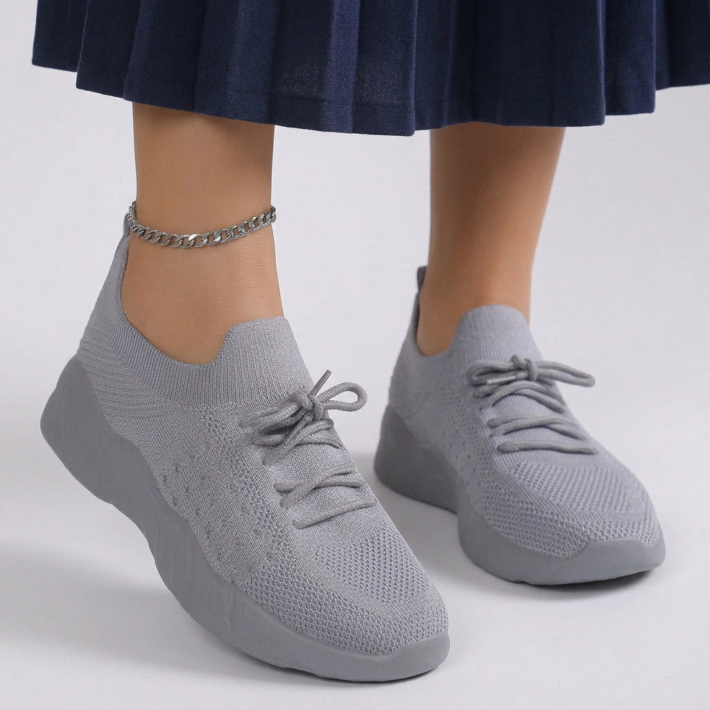 Knit Lace Up Walking Sneakers Women
