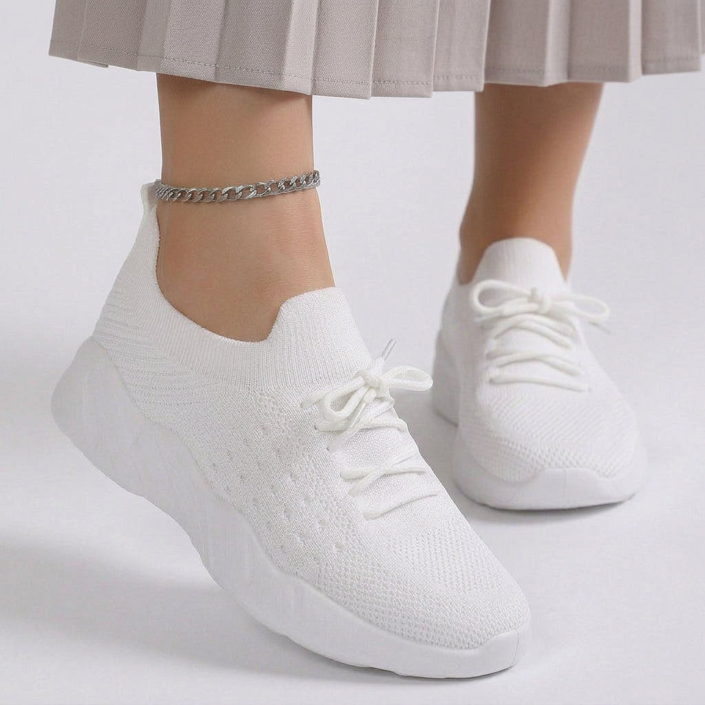 Knit Lace Up Walking Sneakers Women