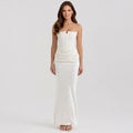 Women Strapless Ruched Satin Maxi Dress - Formal Evening Dress