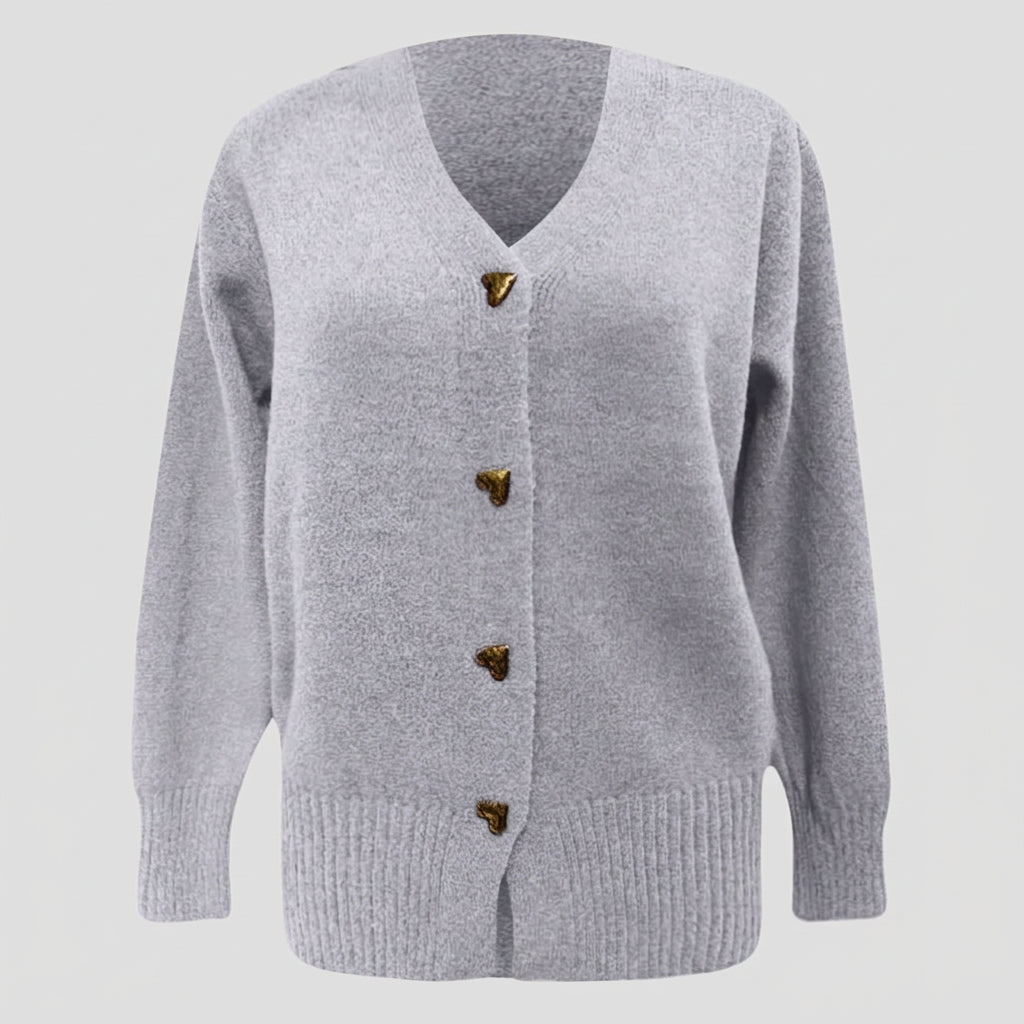 Women’s V-Neck Knit Cardigan – Button Front Cardigan