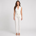 Women’s Wrap Jumpsuit Belted Waist – Wide Leg Formal One Piece