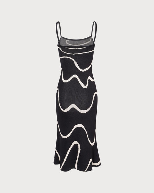 Abstract Knit Midi Dress Women