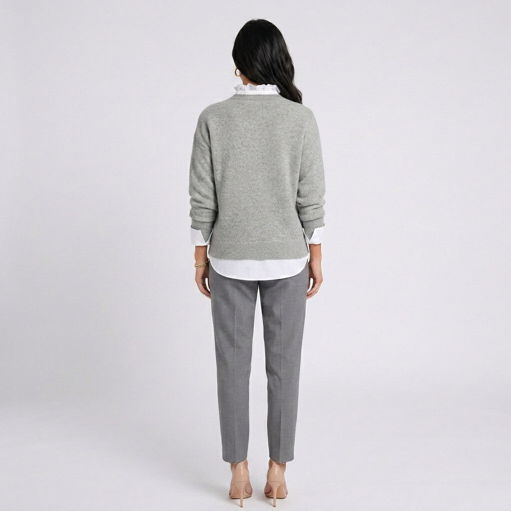 Women’s Oversized Knit Sweater – Crew Neck Long Sleeve Casual Pullover
