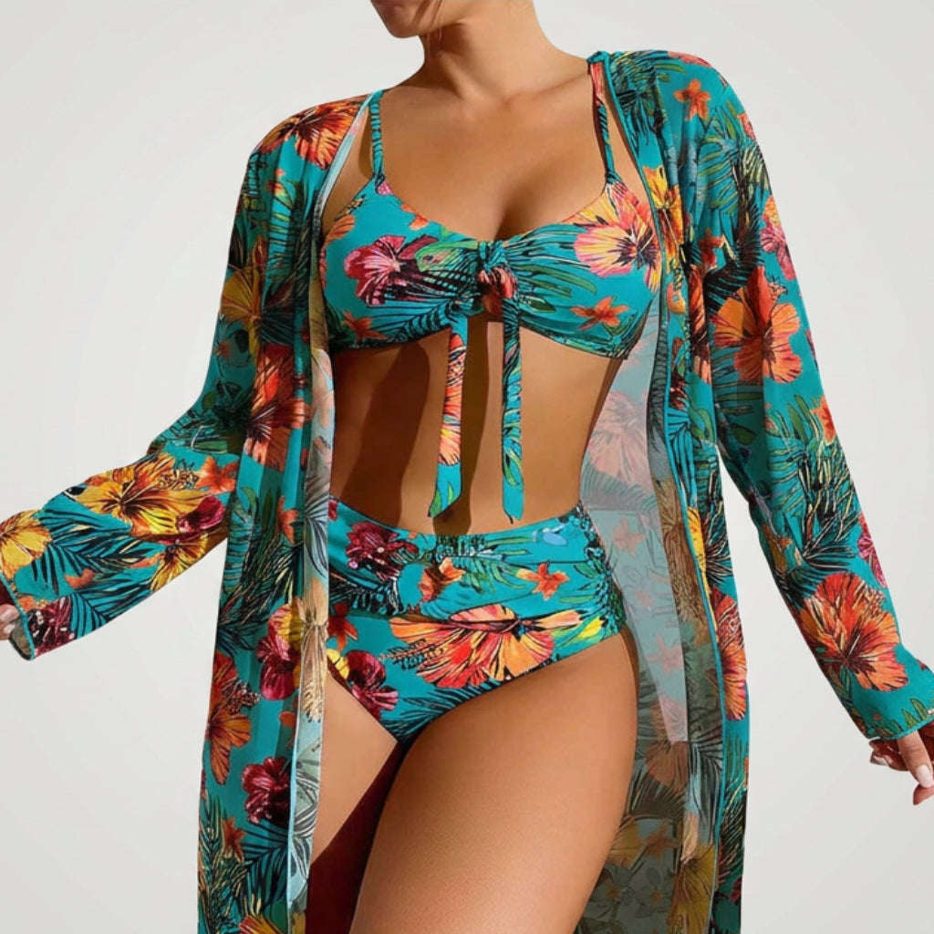 Women Tropical Bikini and Cover Up Set
