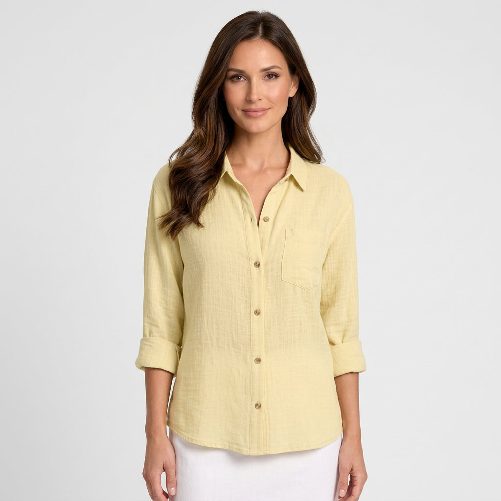Women’s Button Front Shirt Collared – Long Sleeve Casual Blouse