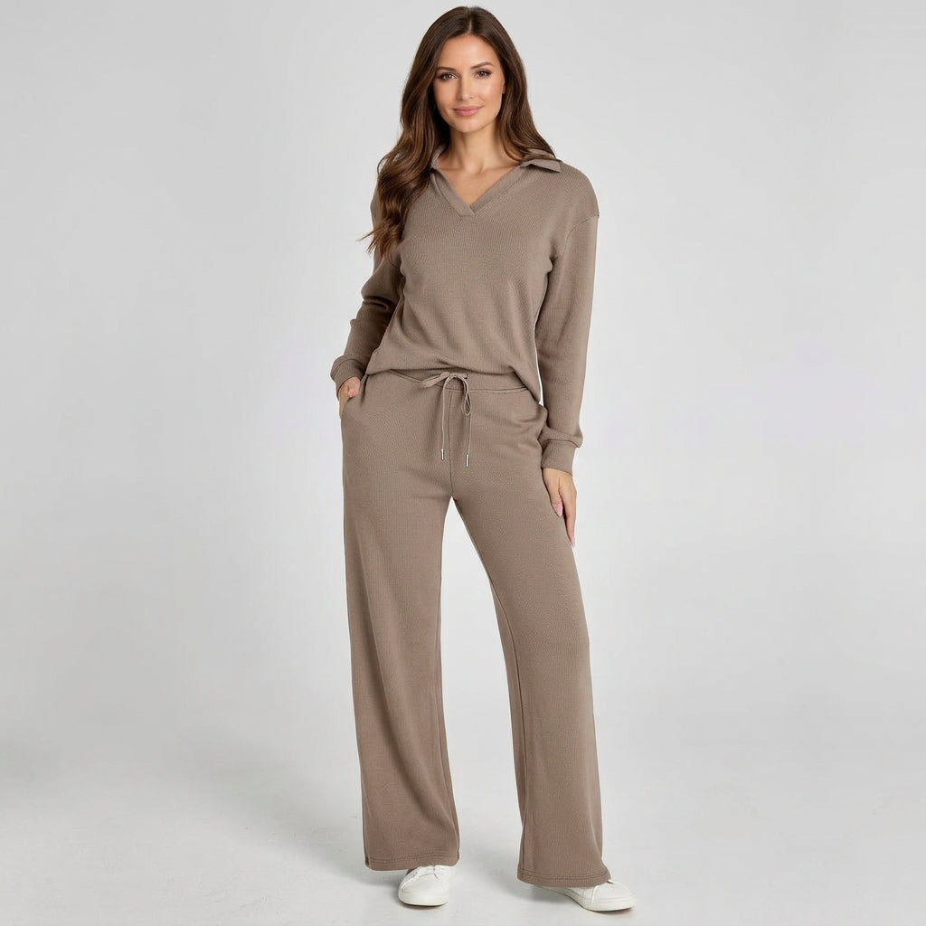 Women’s Two Piece Pants Suit Tailored Fit – Blazer and Wide Leg Pants Set