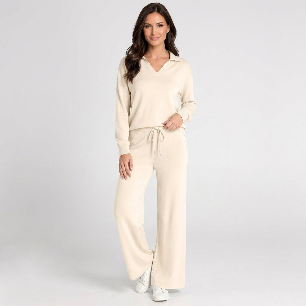 Women’s Two Piece Pants Suit Tailored Fit – Blazer and Wide Leg Pants Set