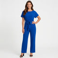 Women’s Wide Leg Jumpsuit Belted Waist – Short Sleeve One Piece
