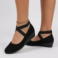Women’s Wedge Flats Elastic Strap – Comfortable Walking Shoes
