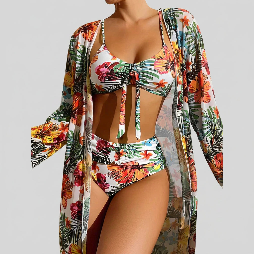 Women Tropical Bikini and Cover Up Set