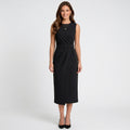 Women’s Sleeveless Midi Dress Defined Waist – Draped Workwear Dress