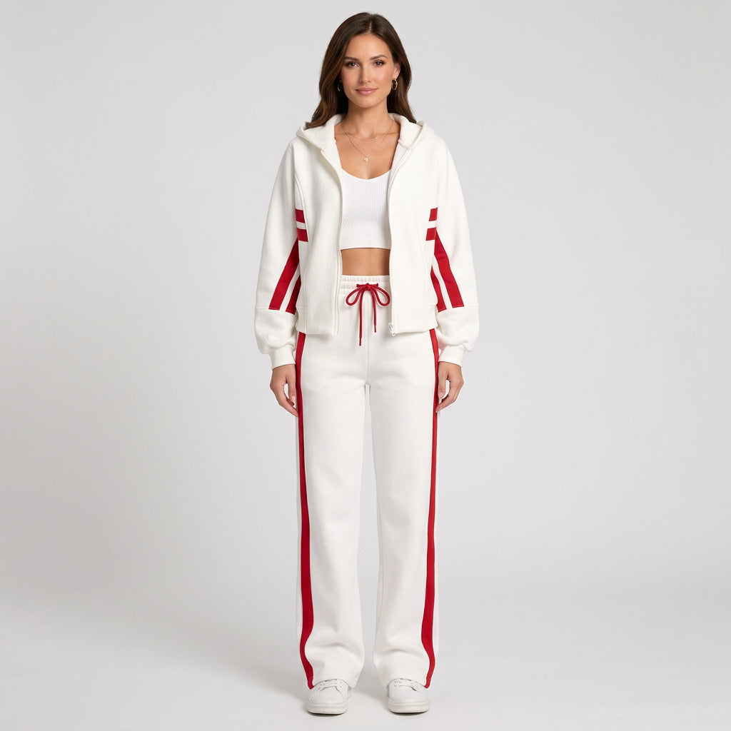 Women Two Piece Tracksuit Set Zip Jacket Wide Leg Pants Casual Everyday