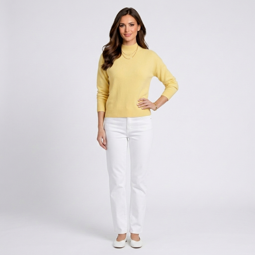 Women’s Mock Neck Knit Sweater – Long Sleeve Ribbed Cuff Pullover