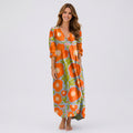 Floral Print V Neck Maxi Dress Women