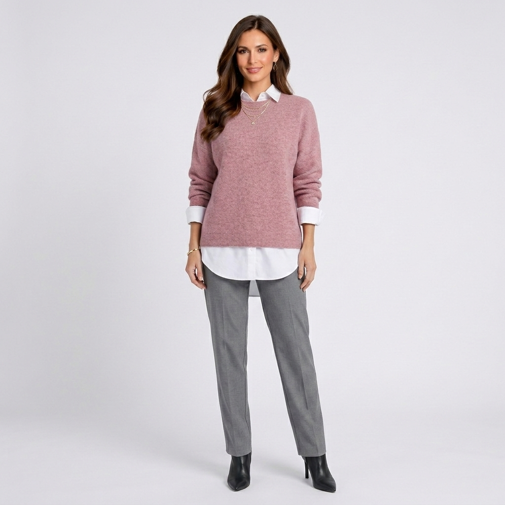 Women’s Oversized Knit Sweater – Crew Neck Long Sleeve Casual Pullover