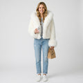 Women’s Faux Fur Jacket Hooded – Cropped Winter Outerwear