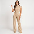 Women’s Wide Leg Jumpsuit Sleeveless High Neck – Pull On One Piece