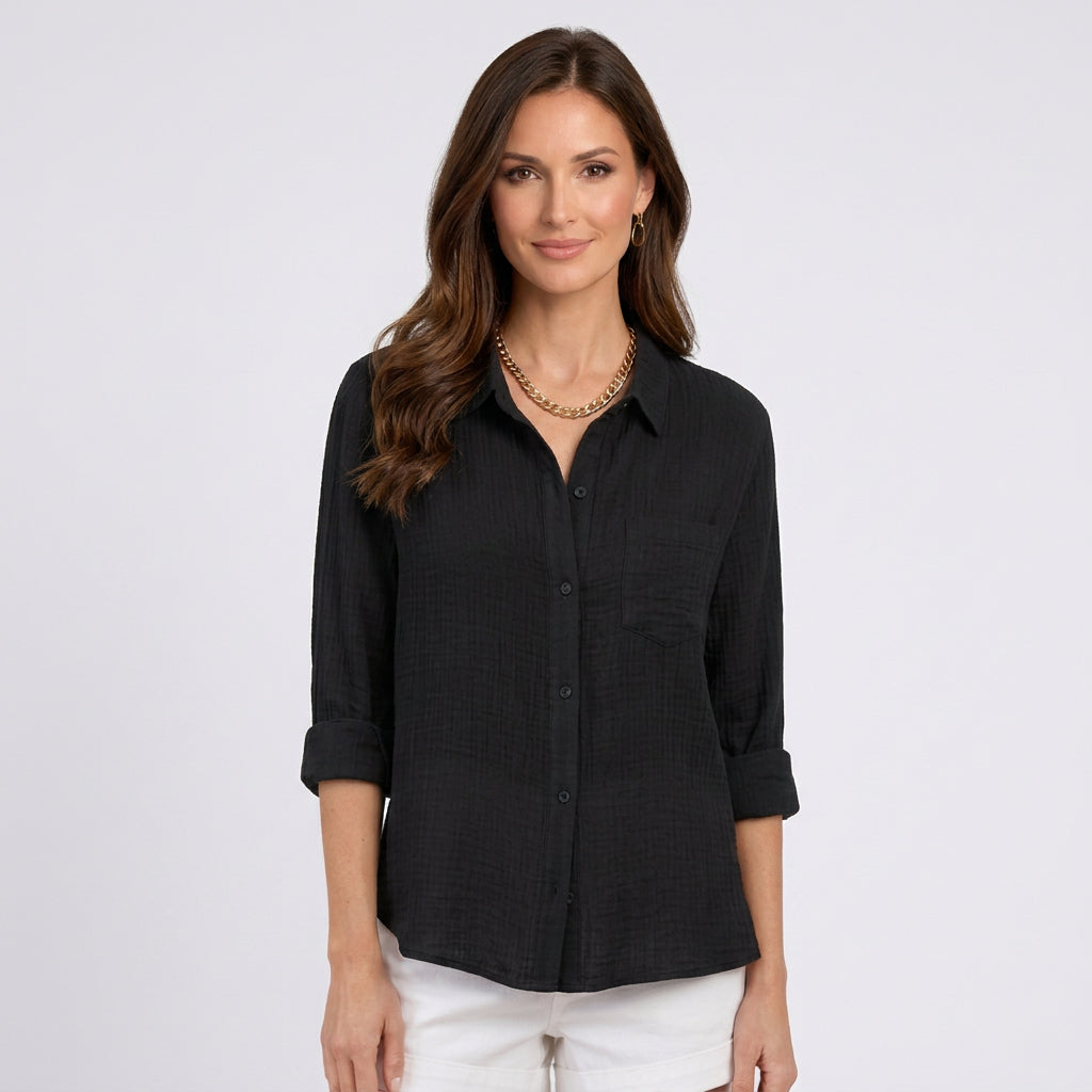Women’s Button Front Shirt Collared – Long Sleeve Casual Blouse