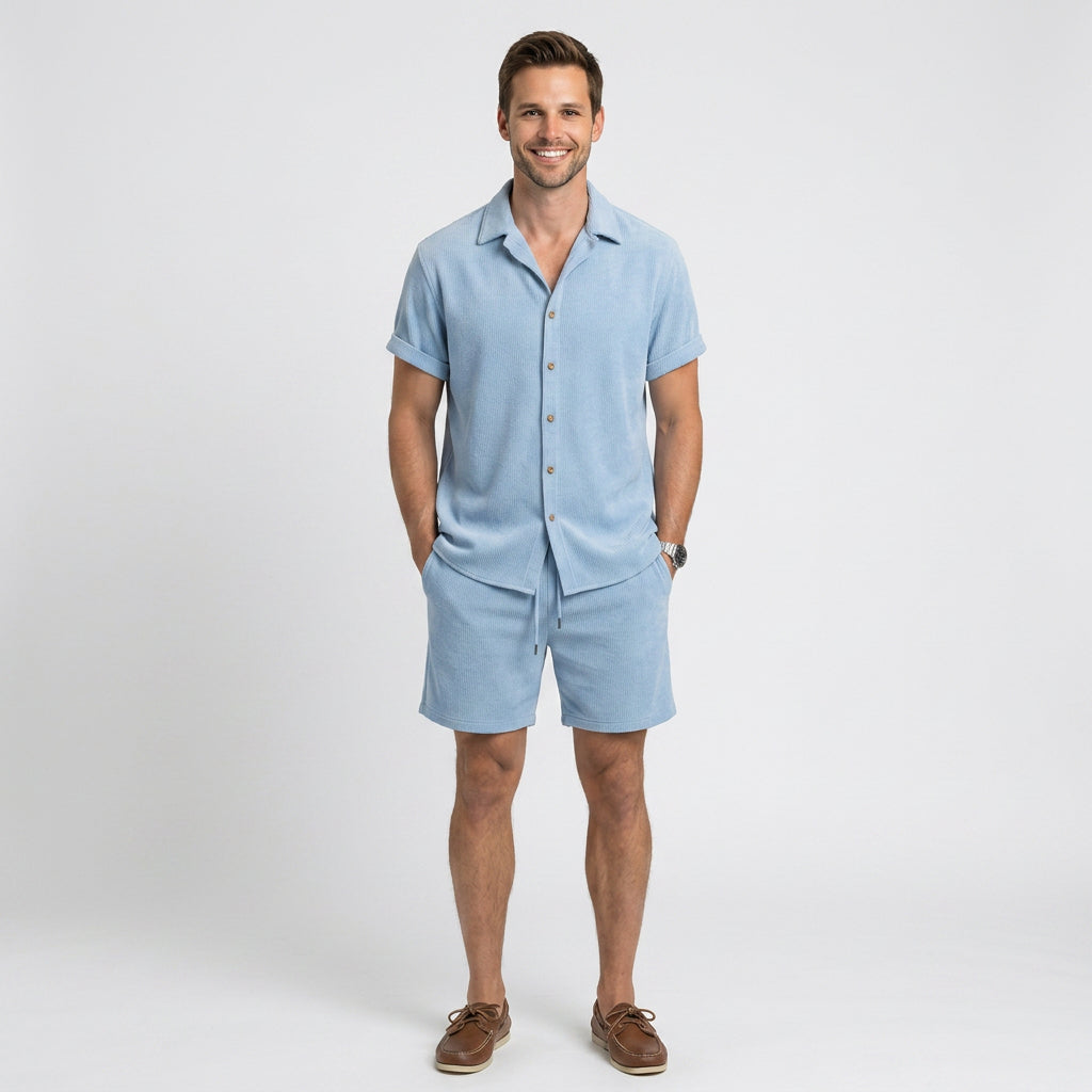 Men Short Sleeve Shirt Set