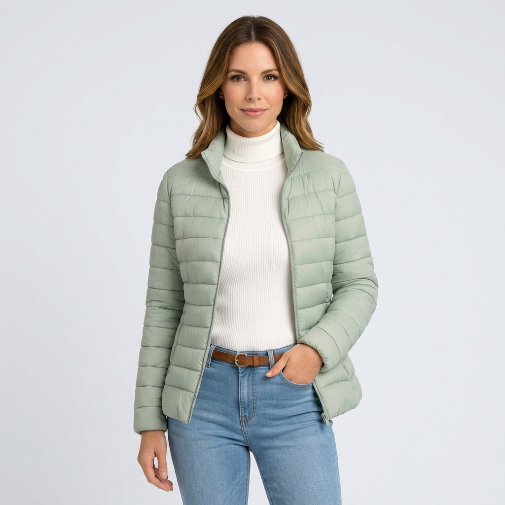 Women’s Puffer Jacket Zip Front – Lightweight Quilted Jacket