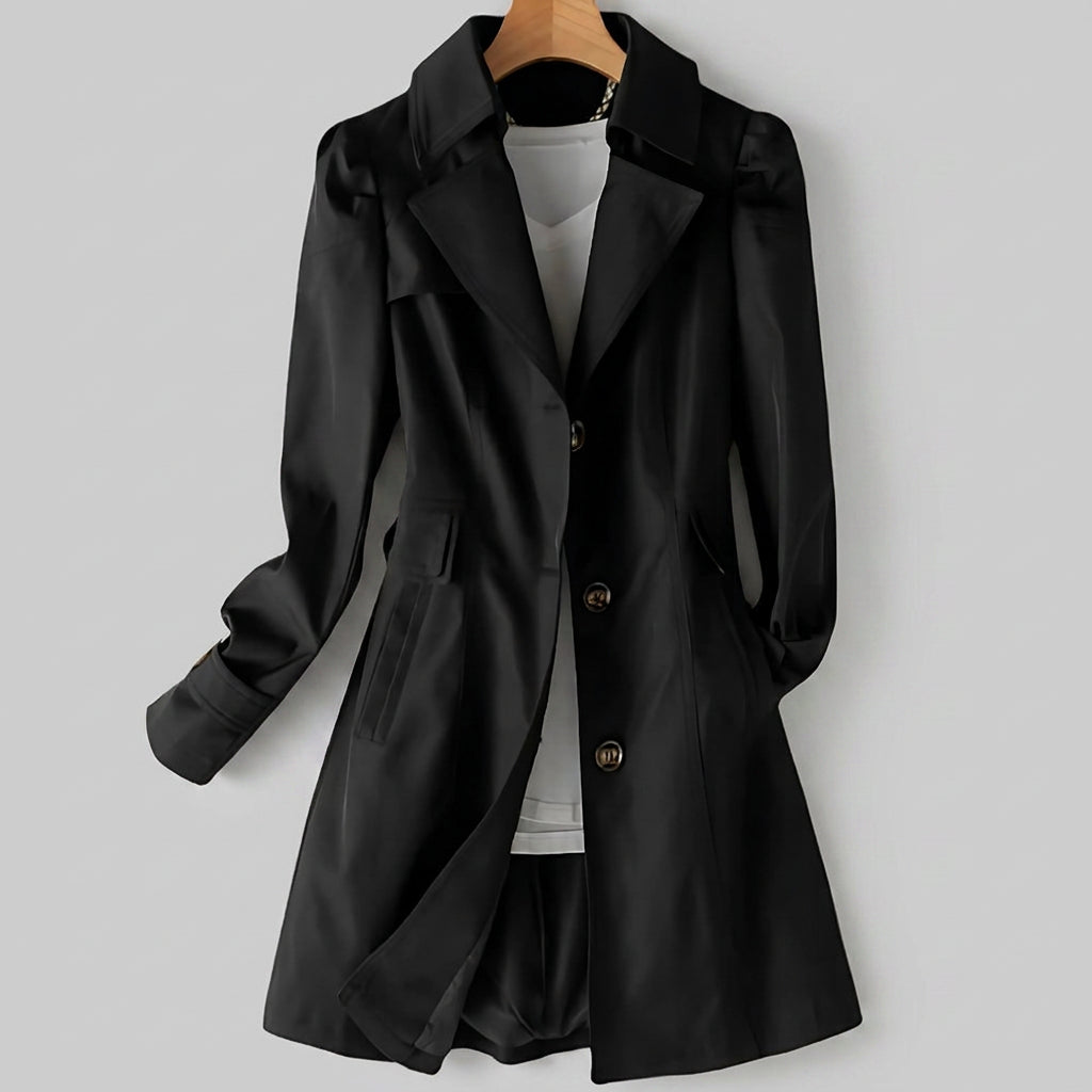 Women’s Button Front Trench Coat – Mid Length Trench Coat