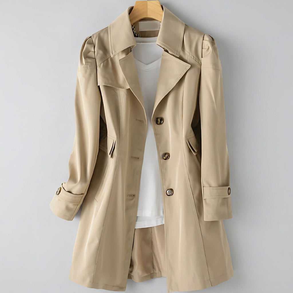 Women’s Button Front Trench Coat – Mid Length Trench Coat
